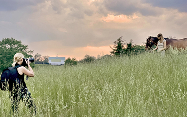 Loudoun county equine photographer, Jennifer Jule, capturing a horse and rider on a farm near Middleburg, Virginia.